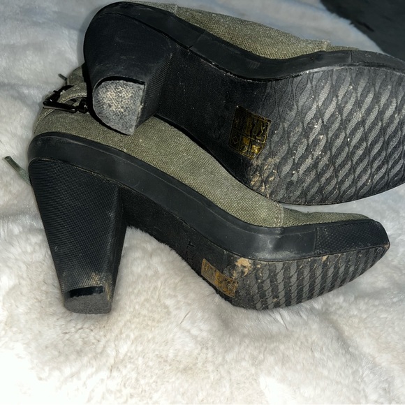 Aldo Heeled Olive Foldover Canvas Booties 🌵39 - Picture 4 of 11